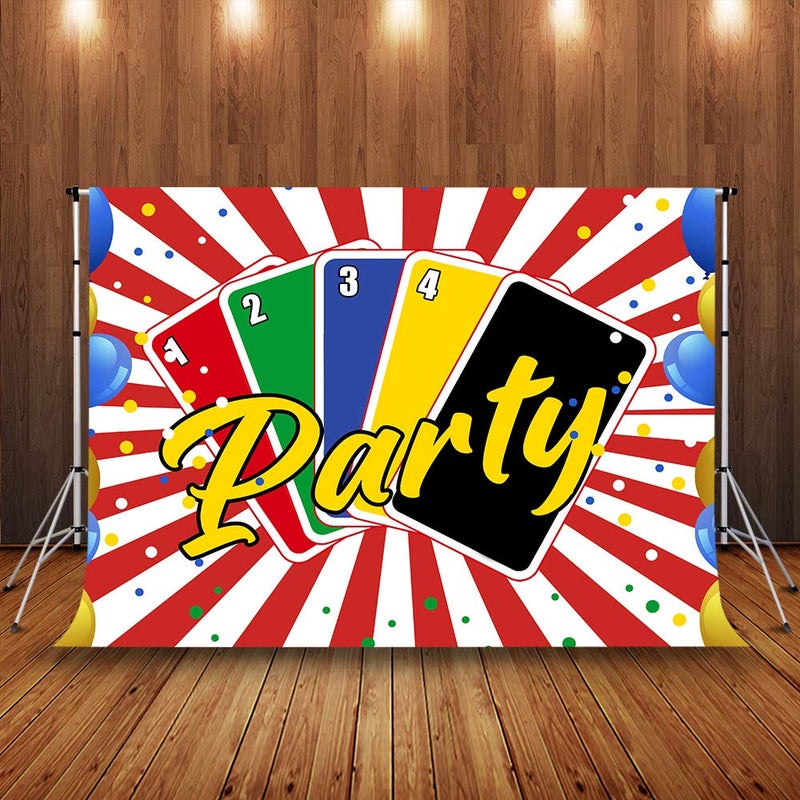 SSCSTS Playing Cards Backdrop, 7x5ft/2.1x1.5m New Vinyl, Balloon Red Stripe Photography Background, Party Banner Photo Shooting Props BJZYST282 - Image 2